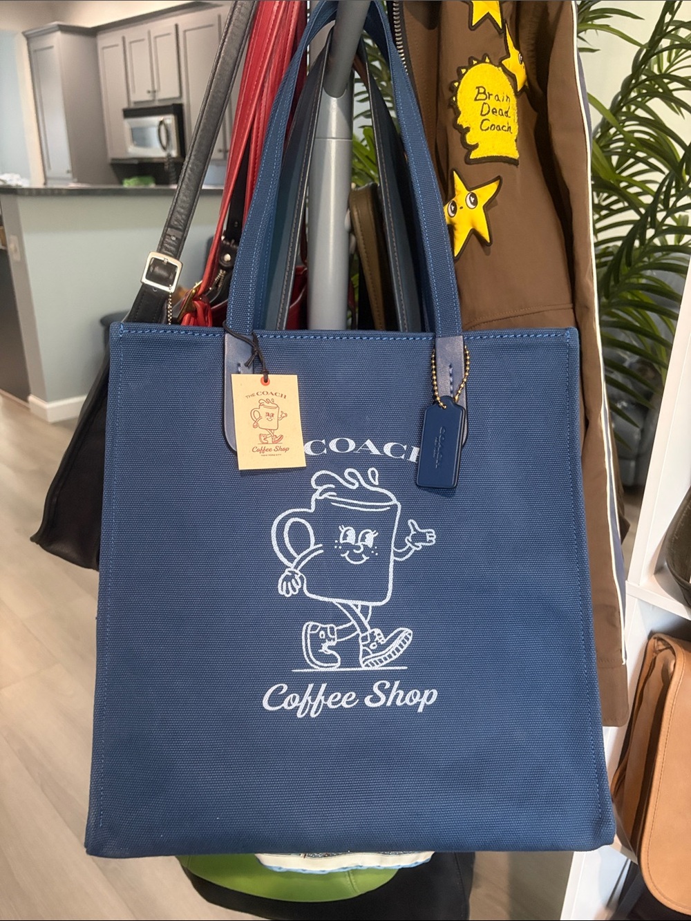 Coach Blue Coffee Shop Canvas Tote Bag